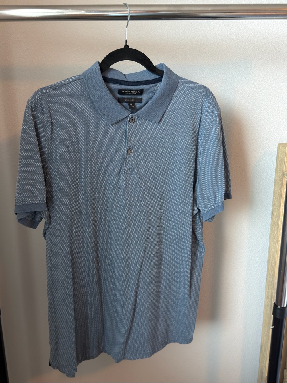 Banana Republic Men's Heather Slate Blue Polo